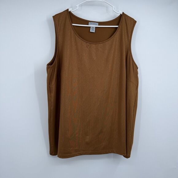 Maggie Barnes For Catherines Shimmery Gold Layering Tank Blouse 2X Holiday Party - Picture 1 of 6